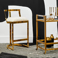 Orsina Azalea Ivory Velvet Bar Stool | Gold Stainless Steel Frame