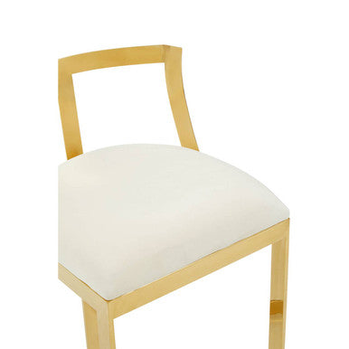 Orsina Azalea Ivory Velvet Bar Stool | Gold Stainless Steel Frame