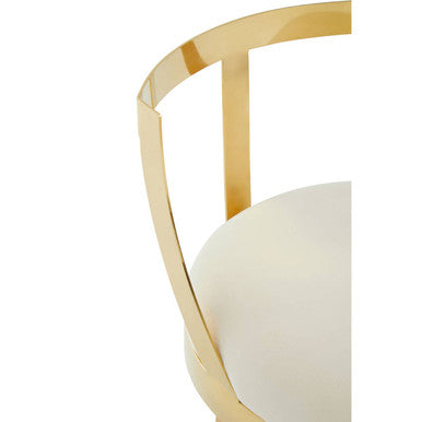 Orsina Azalea Ivory Velvet Bar Stool | Gold Stainless Steel Frame