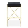 Orsina Azalea Black Velvet Bar Stool with Gold Stainless Steel Base