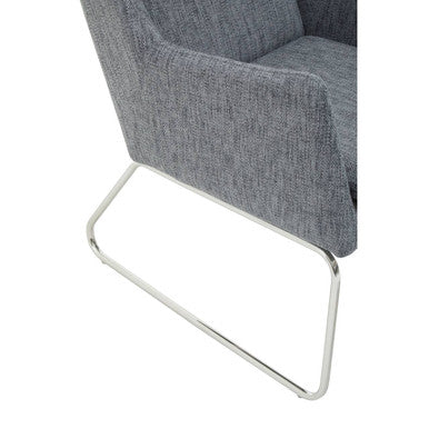 Orsina Azalea Grey Fabric Lounge Chair and Footstool Ottoman Set