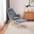 Orsina Azalea Grey Fabric Lounge Chair and Footstool Ottoman Set