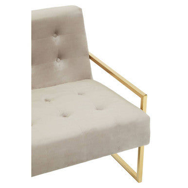 Orsina Azalea Mink Velvet 2 Seater Sofa | Tufted Gold Frame Loveseat