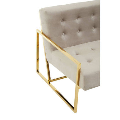 Orsina Azalea Mink Velvet 2 Seater Sofa | Tufted Gold Frame Loveseat