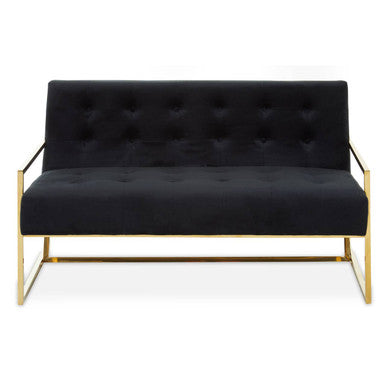 Orsina Azalea Black Velvet 2 Seater Sofa with Gold Stainless Steel Frame