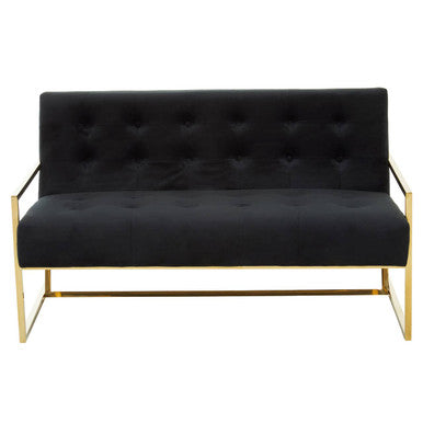 Orsina Azalea Black Velvet 2 Seater Sofa with Gold Stainless Steel Frame
