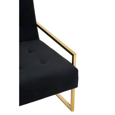 Orsina Azalea Black Velvet 2 Seater Sofa with Gold Stainless Steel Frame