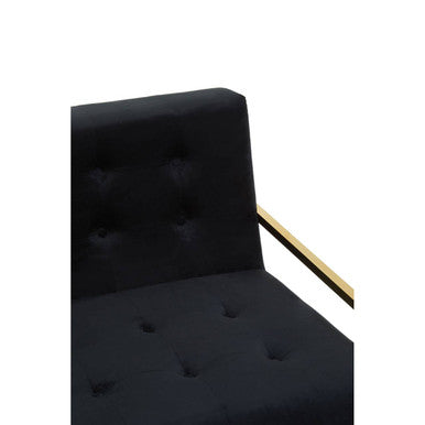 Orsina Azalea Black Velvet 2 Seater Sofa with Gold Stainless Steel Frame