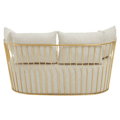 Orsina Azalea 2 Seater Sofa – Natural Fabric with Gold Steel Frame