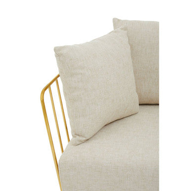 Orsina Azalea 2 Seater Sofa – Natural Fabric with Gold Steel Frame