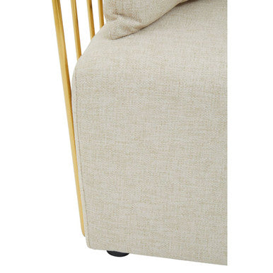 Orsina Azalea 2 Seater Sofa – Natural Fabric with Gold Steel Frame