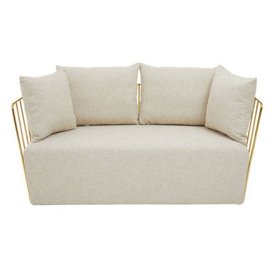 Orsina Azalea 2 Seater Sofa – Natural Fabric with Gold Steel Frame