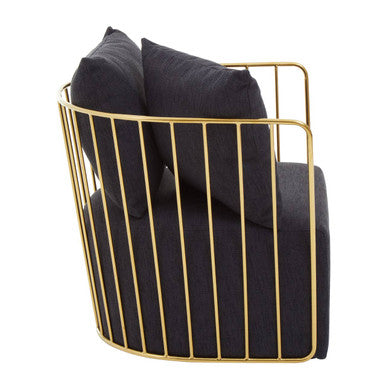 Orsina Azalea Accent Chair – Black Velvet and Gold Metal Frame