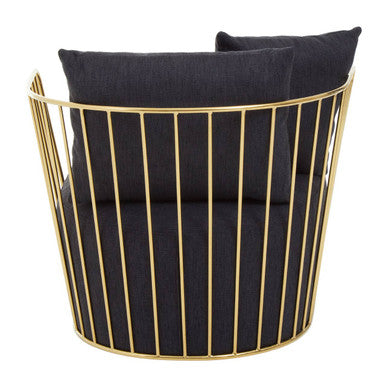 Orsina Azalea Accent Chair – Black Velvet and Gold Metal Frame