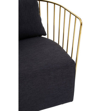 Orsina Azalea Accent Chair – Black Velvet and Gold Metal Frame