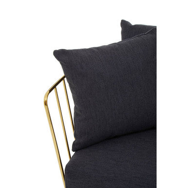 Orsina Azalea Accent Chair – Black Velvet and Gold Metal Frame