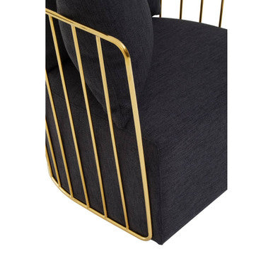 Orsina Azalea Accent Chair – Black Velvet and Gold Metal Frame