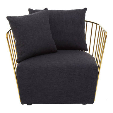Orsina Azalea Accent Chair – Black Velvet and Gold Metal Frame