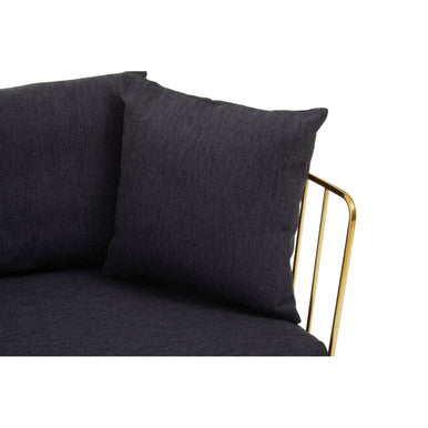Orsina Azalea Black Fabric 2 Seater Sofa | Modern Gold Frame Loveseat