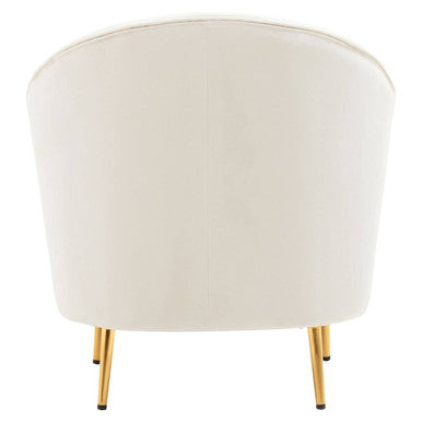 Orsina Yasmeen Beige Velvet Armchair – Modern Tub Chair with Gold Legs