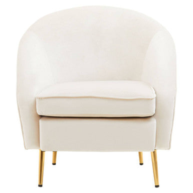 Orsina Yasmeen Beige Velvet Armchair – Modern Tub Chair with Gold Legs