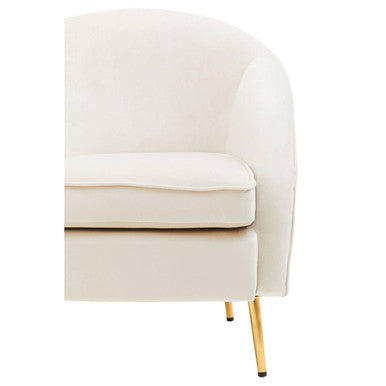 Orsina Yasmeen Beige Velvet Armchair – Modern Tub Chair with Gold Legs