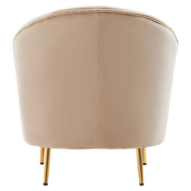 Orsina Yasmeen Mink Velvet Armchair – Modern Tub Chair with Gold Legs
