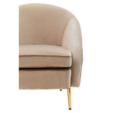 Orsina Yasmeen Mink Velvet Armchair – Modern Tub Chair with Gold Legs