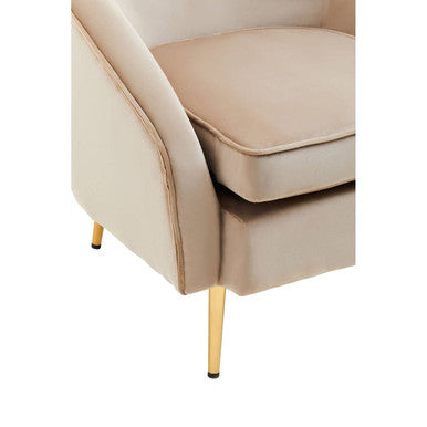 Orsina Yasmeen Mink Velvet Armchair – Modern Tub Chair with Gold Legs
