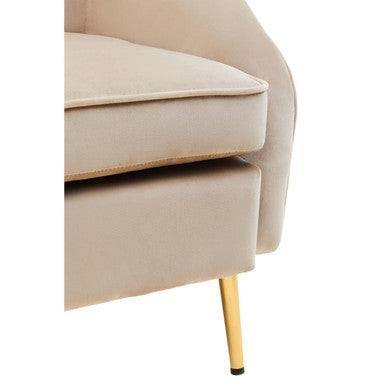 Orsina Yasmeen Mink Velvet Armchair – Modern Tub Chair with Gold Legs