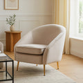 Orsina Yasmeen Mink Velvet Armchair – Modern Tub Chair with Gold Legs