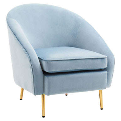 Orsina Yasmeen Aqua Blue Velvet Armchair – Modern Tub Accent Chair