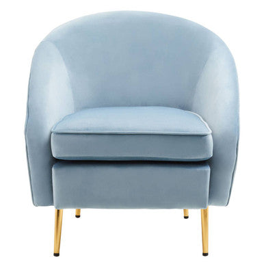 Orsina Yasmeen Aqua Blue Velvet Armchair – Modern Tub Accent Chair