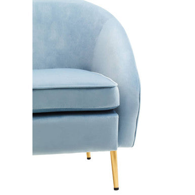 Orsina Yasmeen Aqua Blue Velvet Armchair – Modern Tub Accent Chair