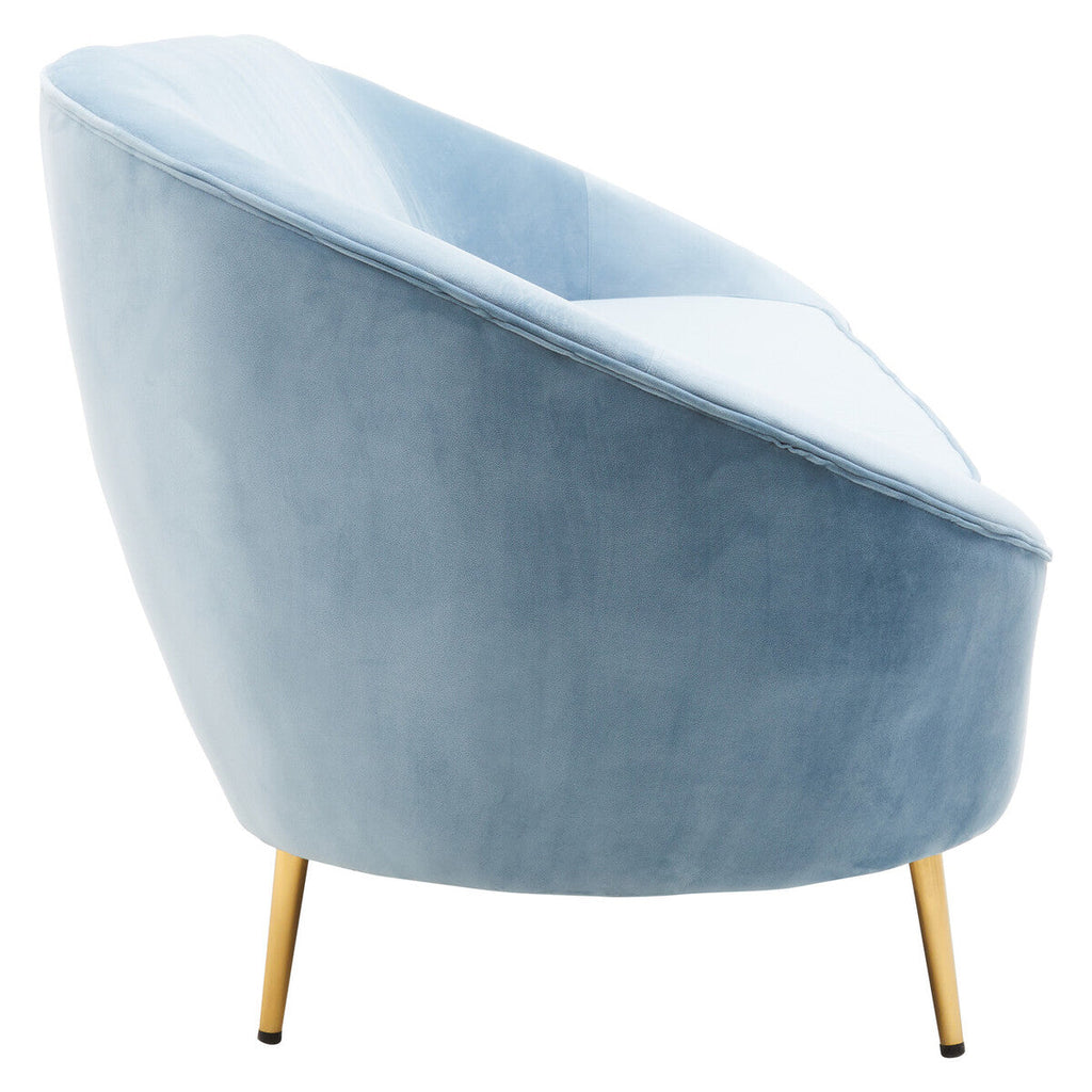 Orsina Yasmeen 3 Seater Aqua Blue Velvet Sofa with Gold Legs