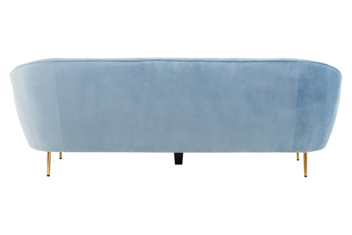 Orsina Yasmeen 3 Seater Aqua Blue Velvet Sofa with Gold Legs