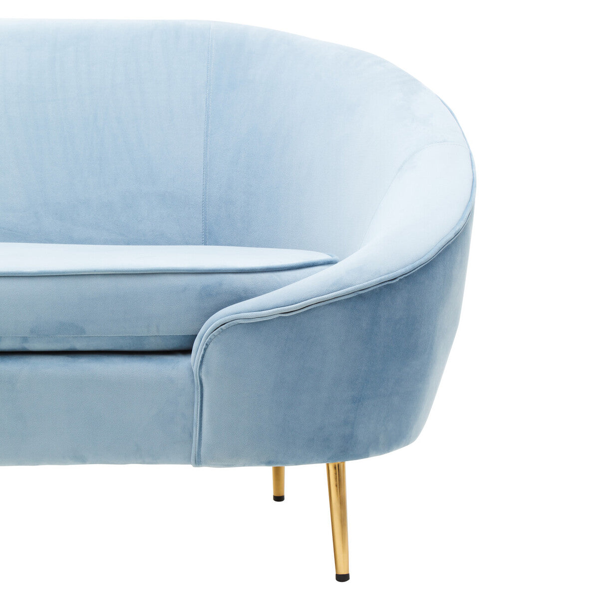 Orsina Yasmeen 3 Seater Aqua Blue Velvet Sofa with Gold Legs