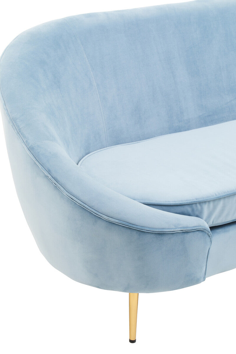 Orsina Yasmeen 3 Seater Aqua Blue Velvet Sofa with Gold Legs