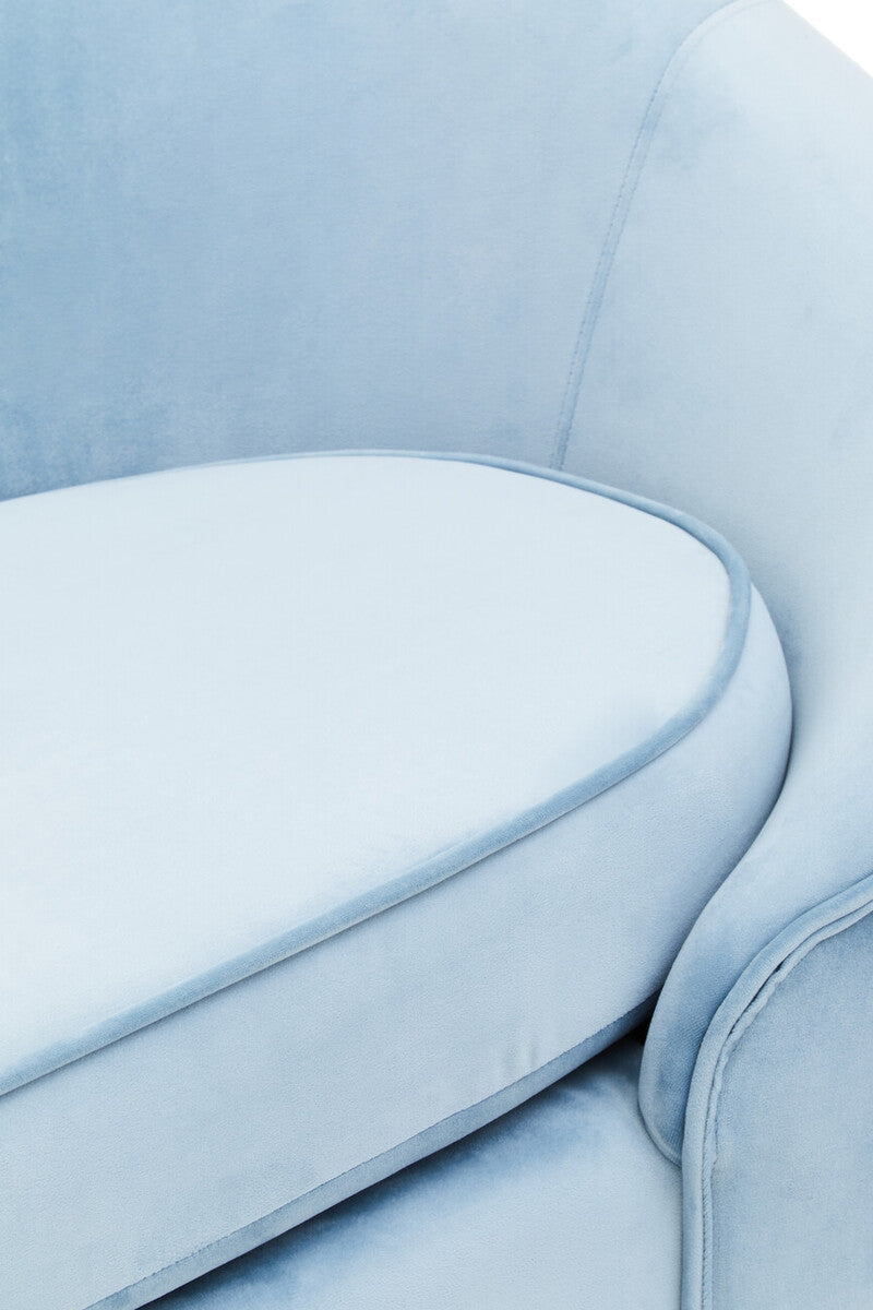 Orsina Yasmeen 3 Seater Aqua Blue Velvet Sofa with Gold Legs