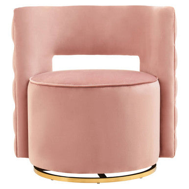 Orsina Yasmeen Pink Velvet Swivel Accent Chair with Gold Base