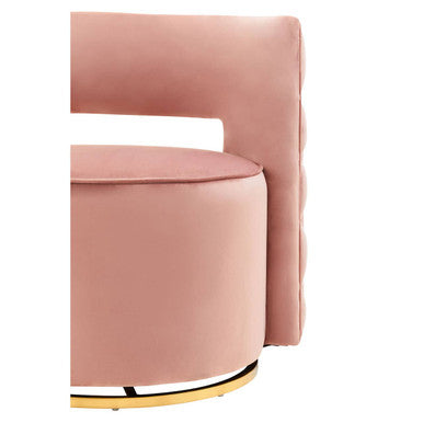 Orsina Yasmeen Pink Velvet Swivel Accent Chair with Gold Base