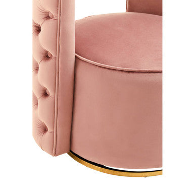 Orsina Yasmeen Pink Velvet Swivel Accent Chair with Gold Base