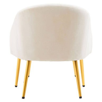 Orsina Yasmeen Beige Accent Chair and Footstool with Gold Legs