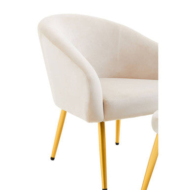 Orsina Yasmeen Beige Accent Chair and Footstool with Gold Legs