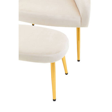 Orsina Yasmeen Beige Accent Chair and Footstool with Gold Legs