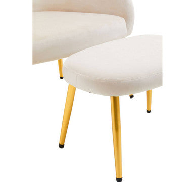 Orsina Yasmeen Beige Accent Chair and Footstool with Gold Legs