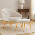 Orsina Yasmeen Beige Accent Chair and Footstool with Gold Legs
