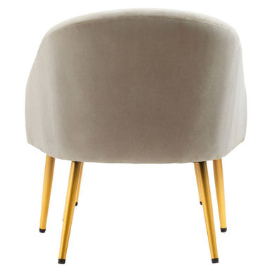 Orsina Yasmeen Mink Velvet Accent Chair and Footstool with Gold Legs