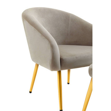 Orsina Yasmeen Mink Velvet Accent Chair and Footstool with Gold Legs