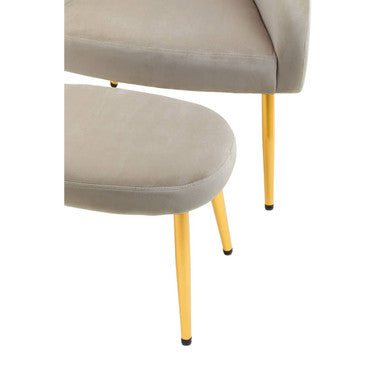 Orsina Yasmeen Mink Velvet Accent Chair and Footstool with Gold Legs
